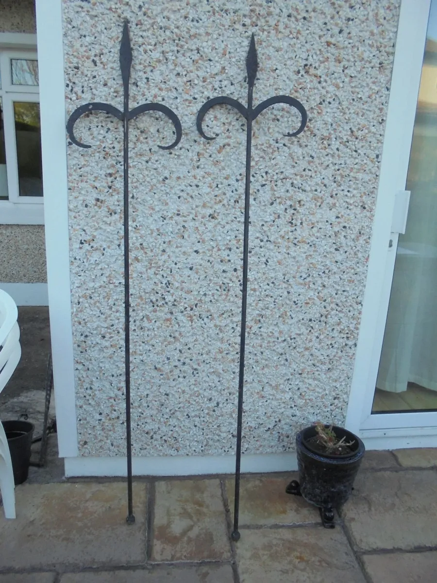 Vintage Wrought Iron Spears x 2 for Sale - Image 1
