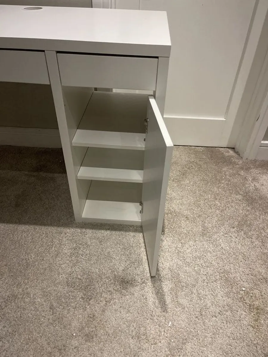 ikea  white desk with drawers and shelves - Image 3