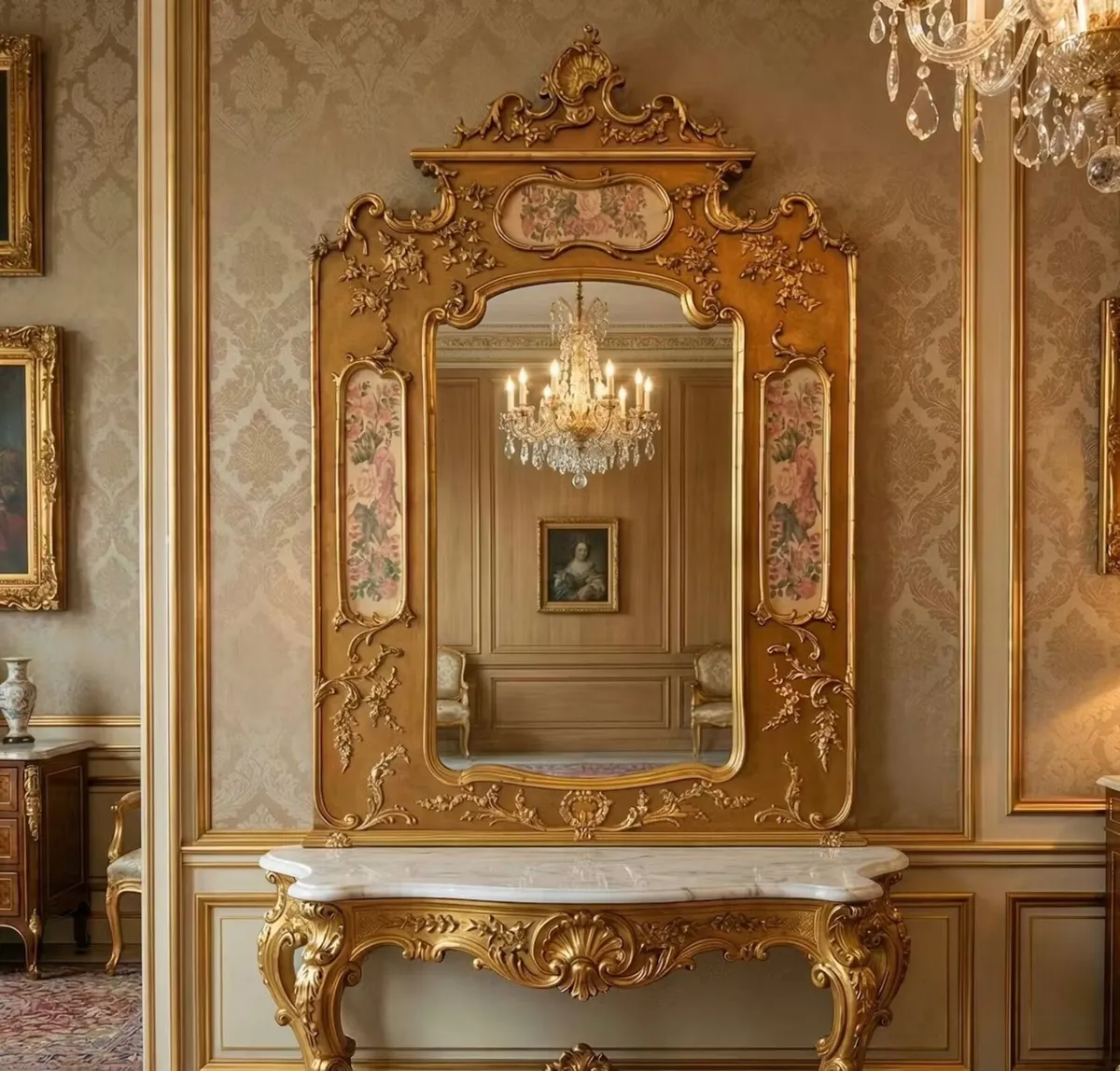 Very grand and decorative mirror