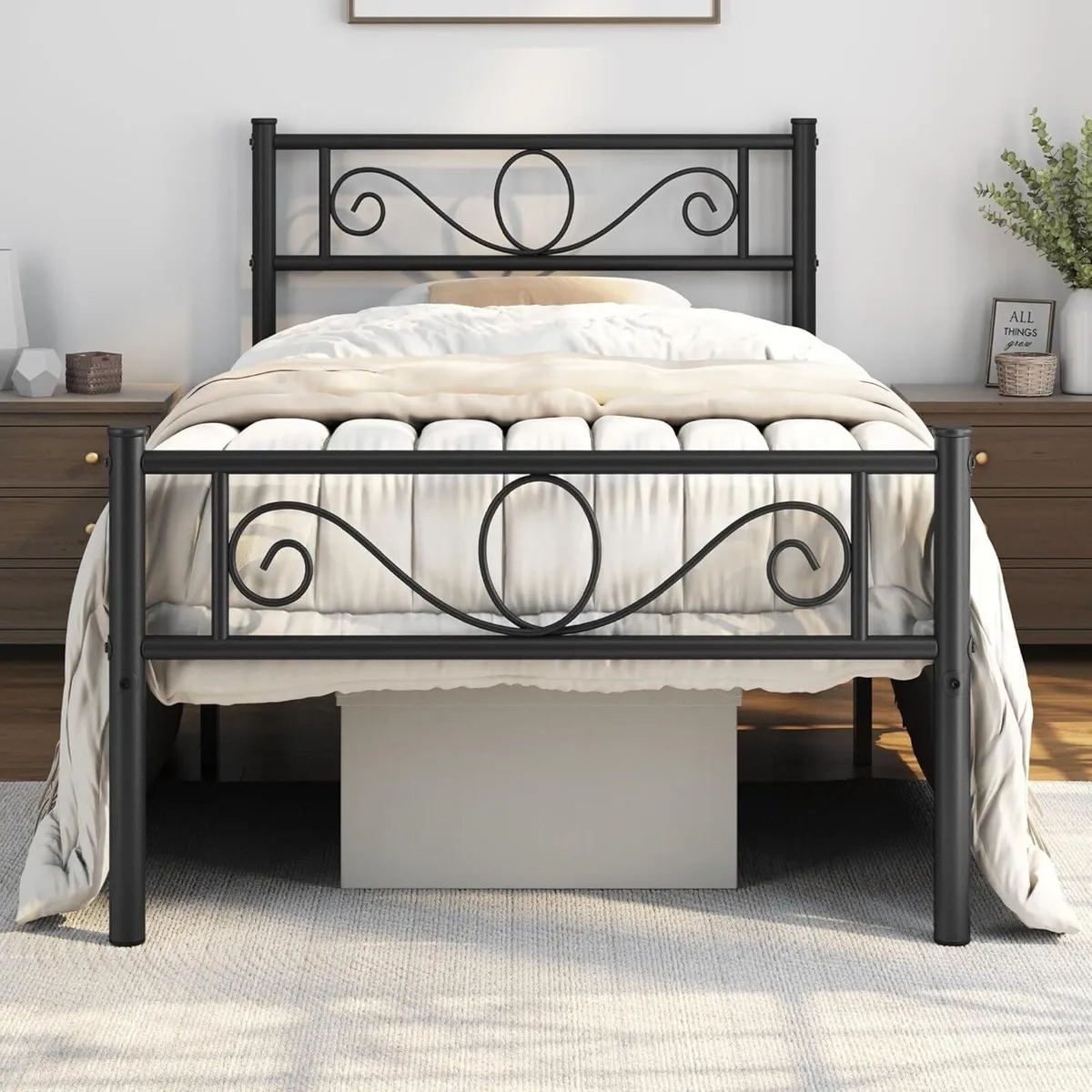 3ft Single Metal Bed Frame Solid Bedstead Base - Image 1