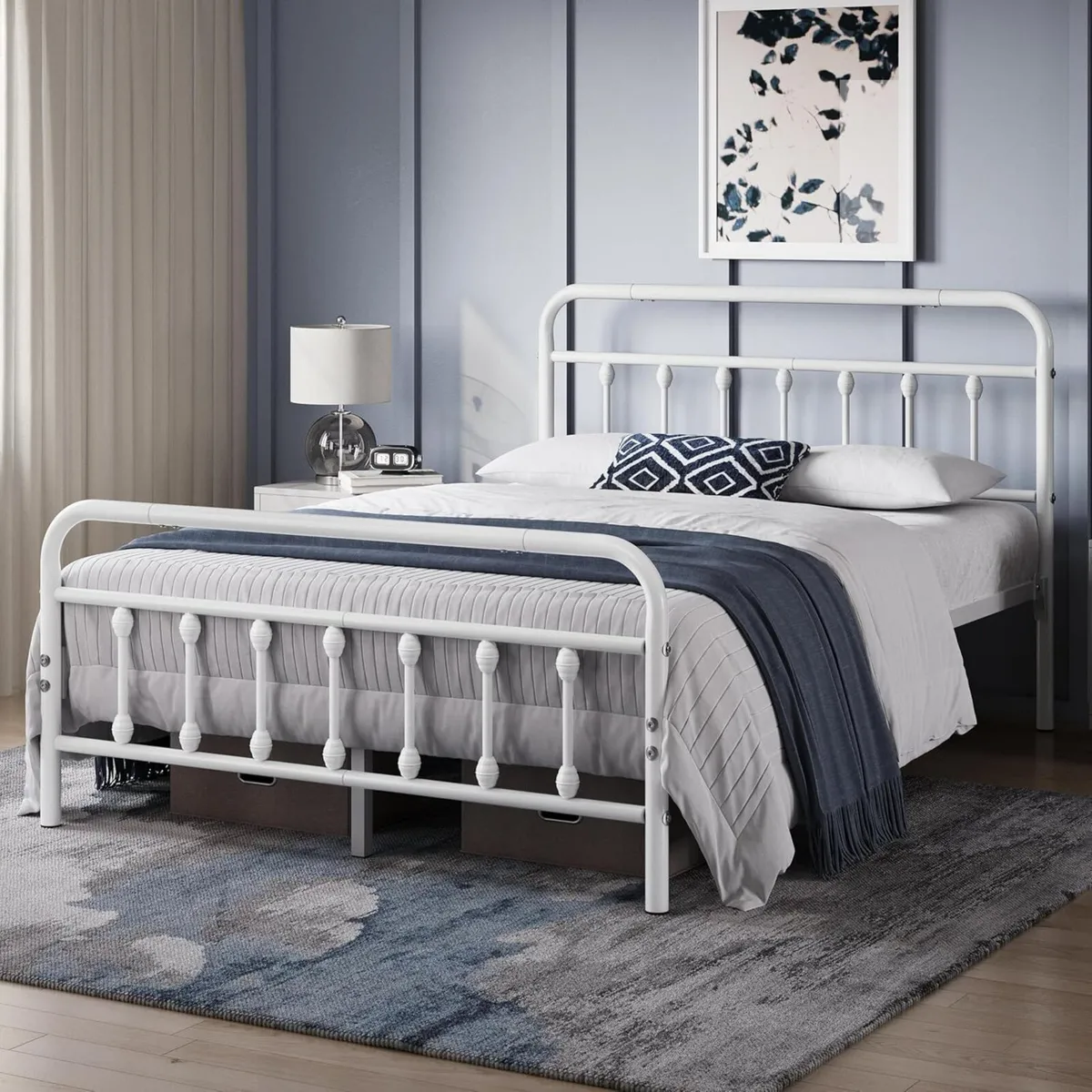 4ft6 Double Bed Frame Vintage Iron Platform with - Image 3