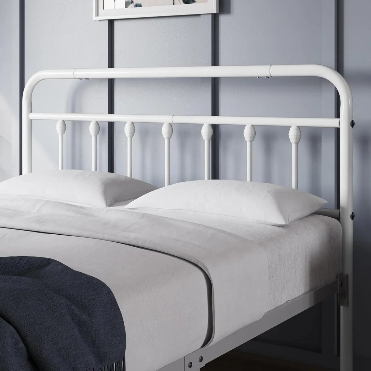 4ft6 Double Bed Frame Vintage Iron Platform with - Image 4