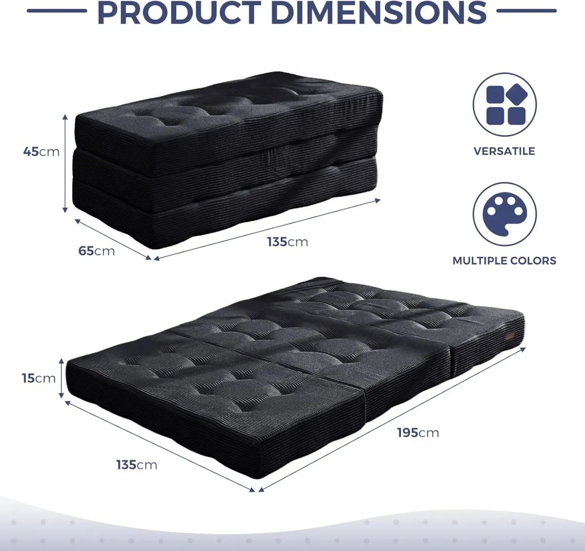 Folding Mattress Comfy Corduroy Foldable with - Image 2