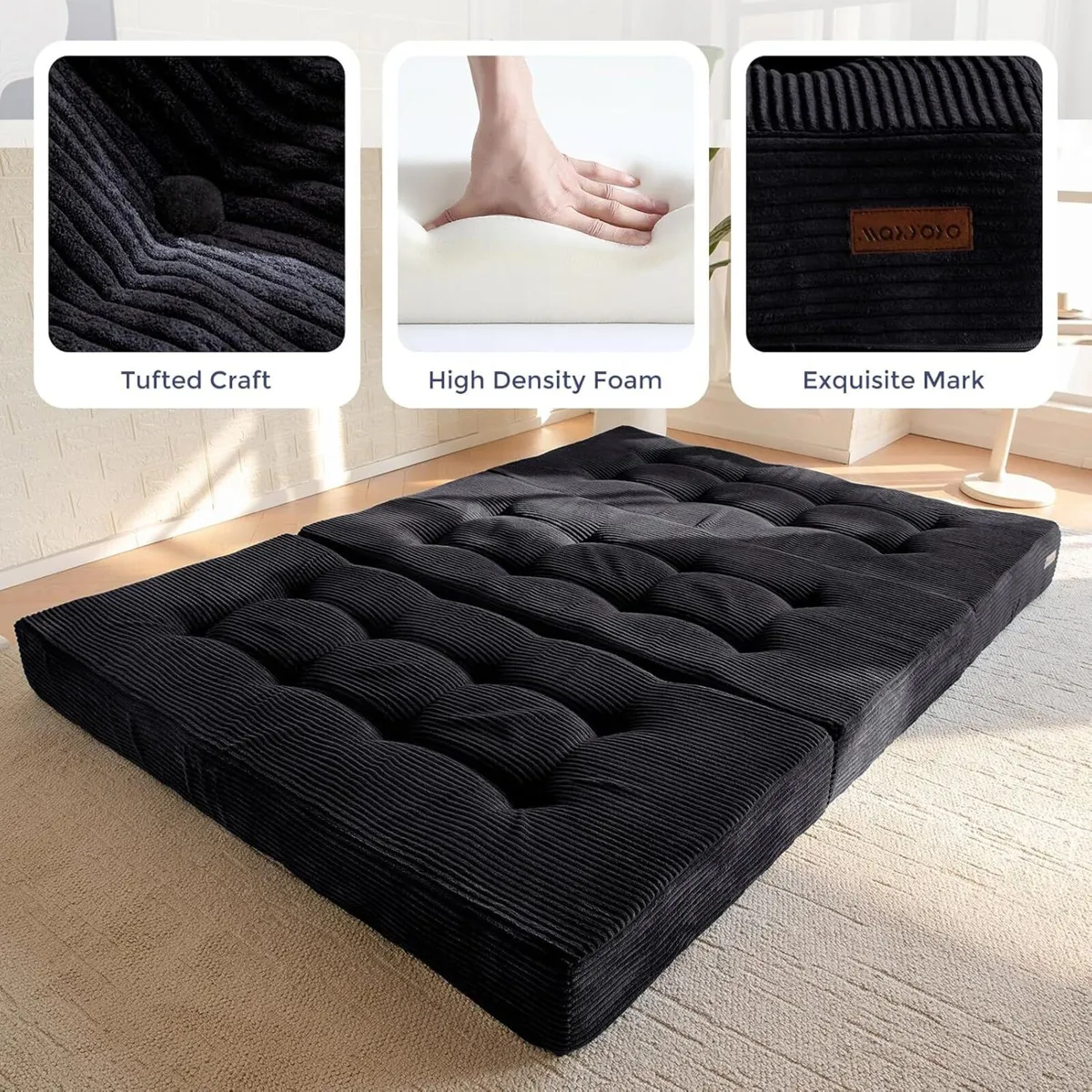Folding Mattress Comfy Corduroy Foldable with - Image 4