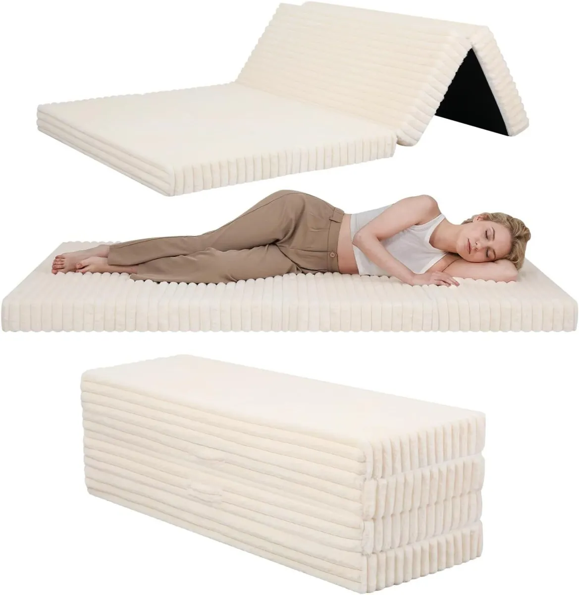 Folding Floor Mattress Double 190x135cm 4-Fold - Image 1