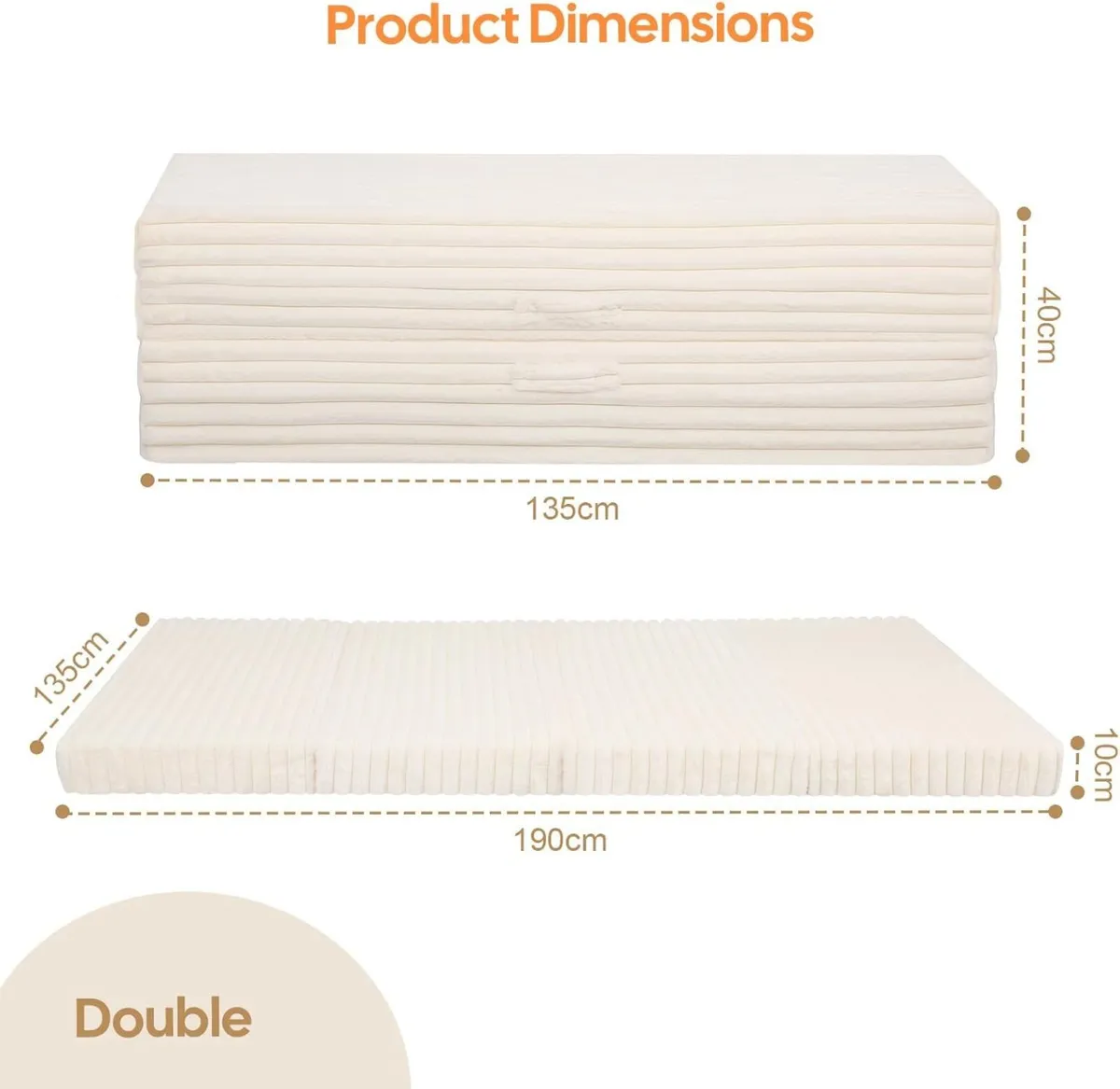 Folding Floor Mattress Double 190x135cm 4-Fold - Image 2
