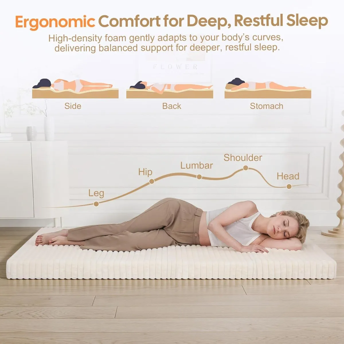 Folding Floor Mattress Double 190x135cm 4-Fold - Image 4