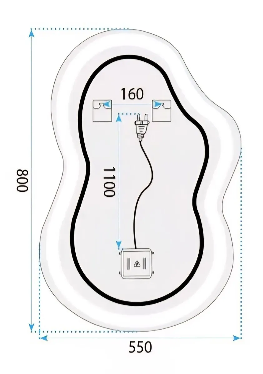 LED Bathroom Mirror 55x80cm Antifog Bedroom Makeup - Image 3