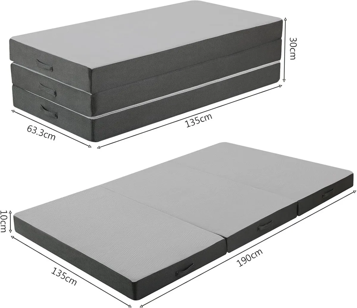 Tri Fold Mattress 190x135cm Double 10cm Thick - Image 3