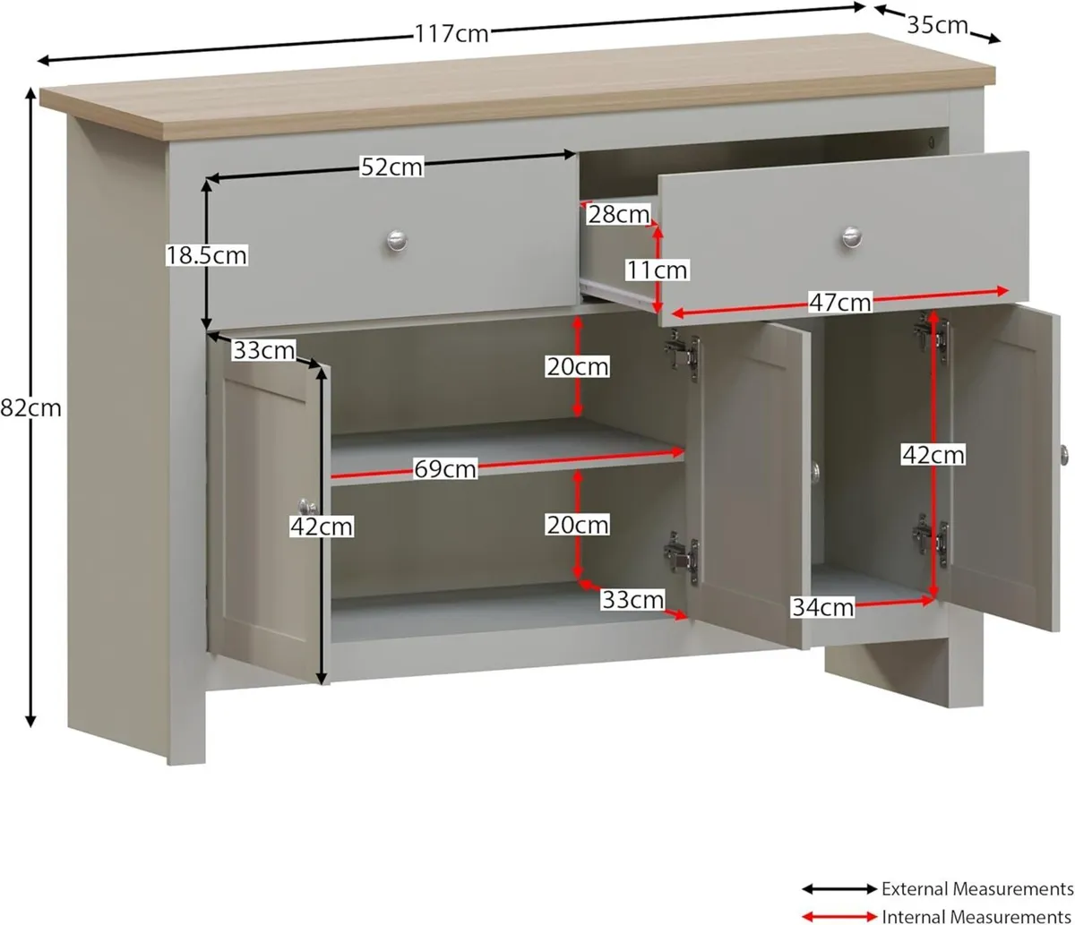 Arlington Sideboard Buffet Table Cupboard Cabinet - Image 3