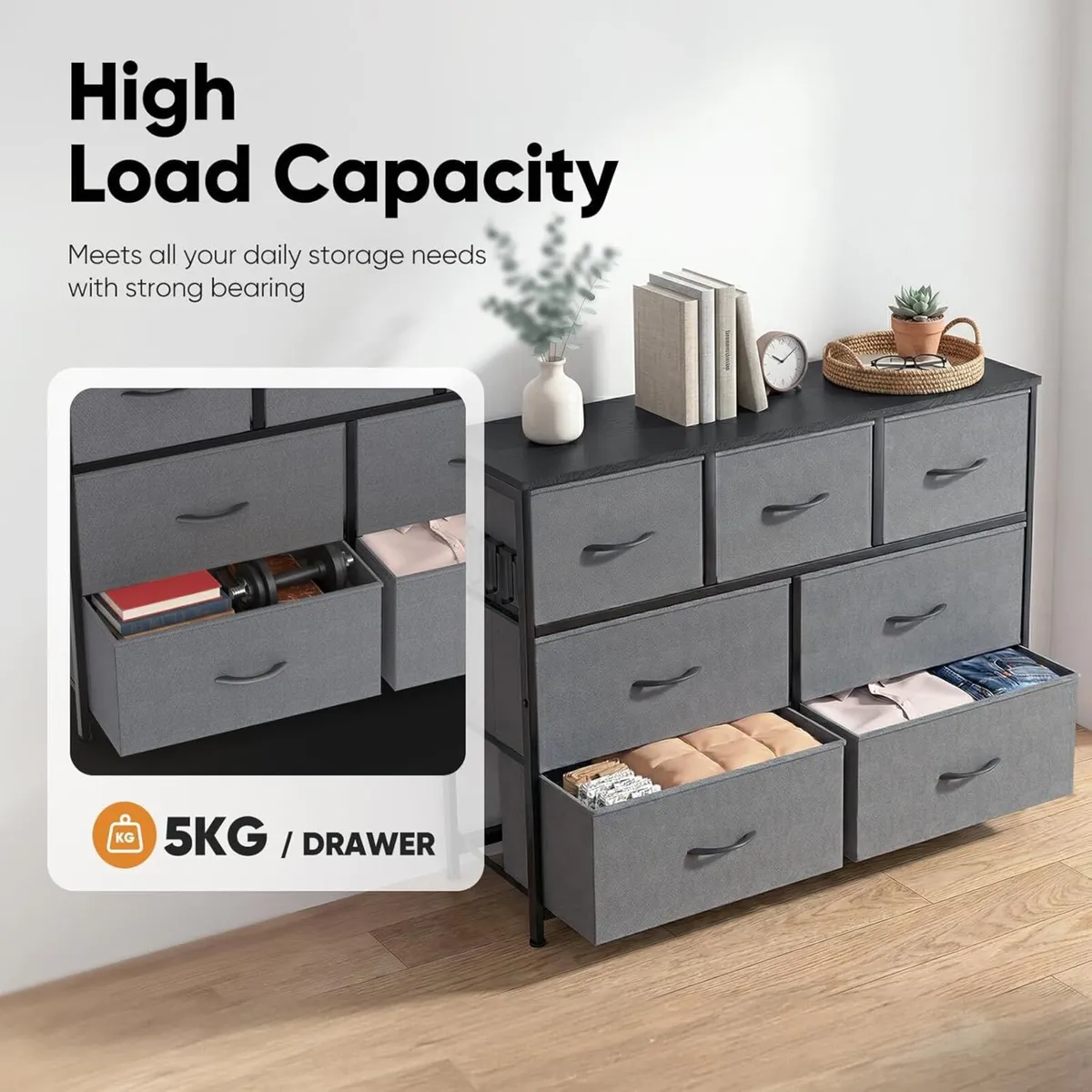 Fabric Chest of Drawer with 7 Drawers Home - Image 3