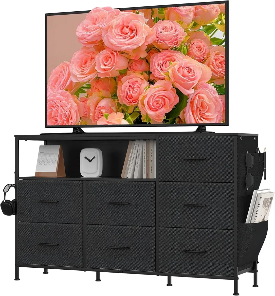 7-Drawer Fabric Chest of Drawers – Black Storage - Image 1