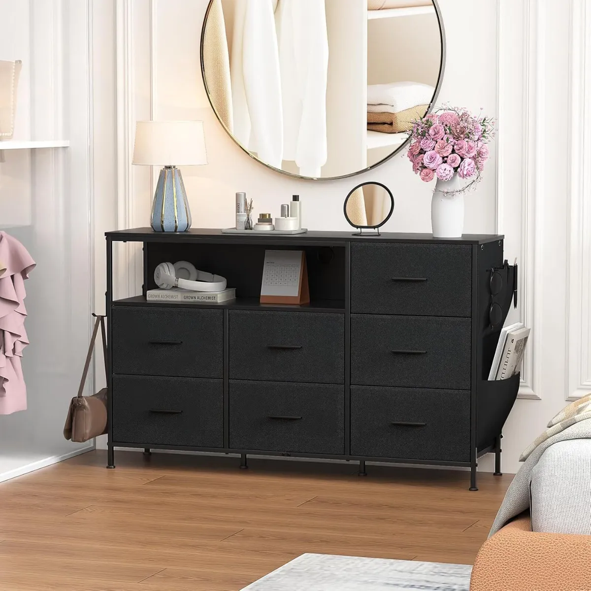 7-Drawer Fabric Chest of Drawers – Black Storage - Image 4