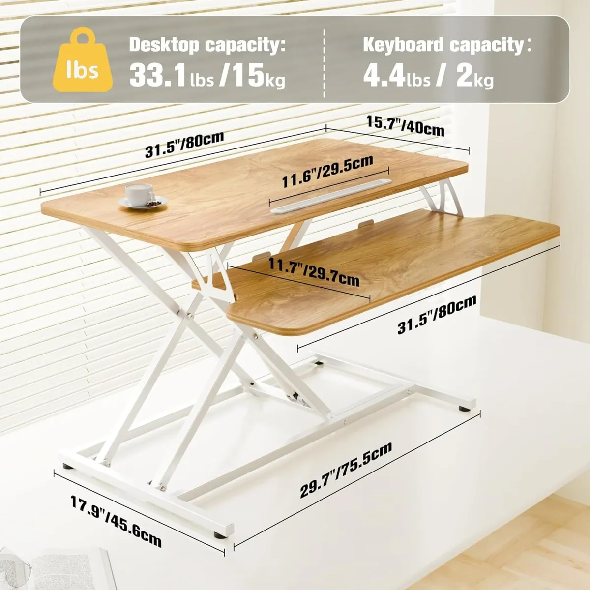 Standing Desk Converter 32/80cm Wide Height - Image 3