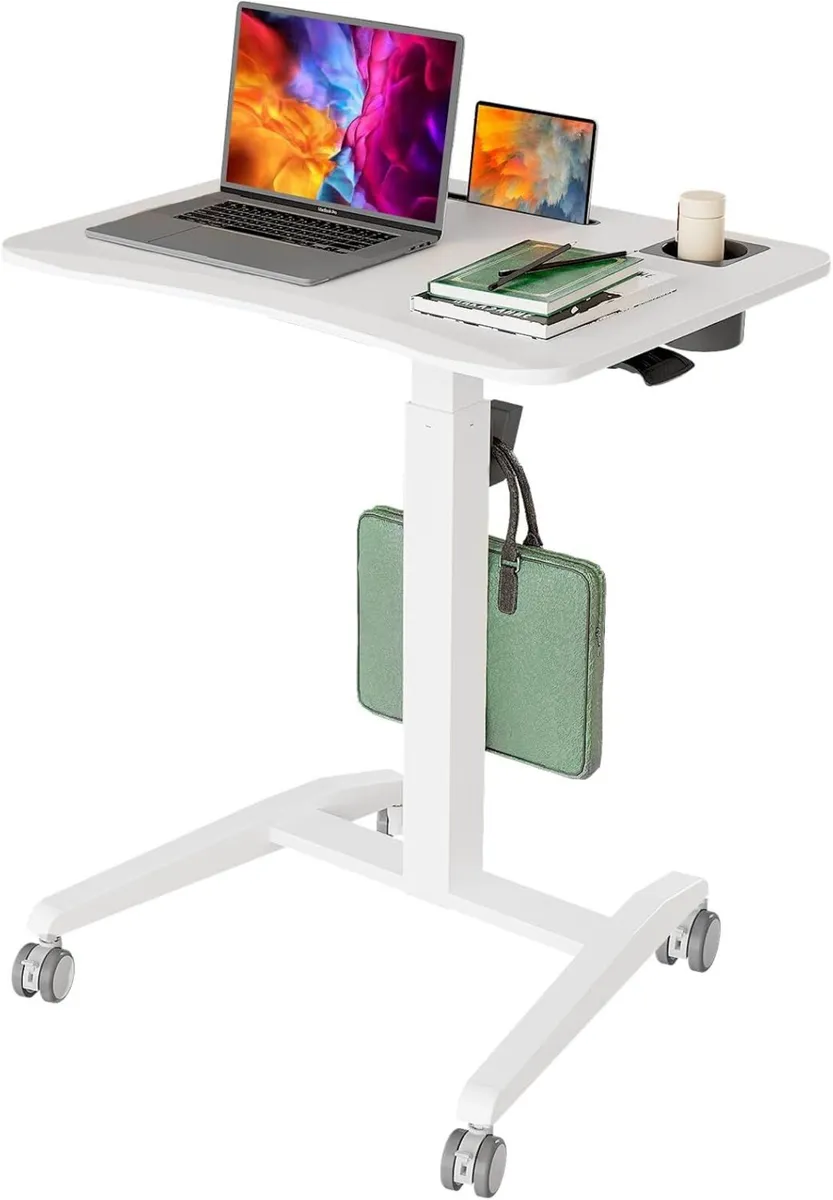 Mobile Standing Desk Pneumatic Height Adjustable - Image 1