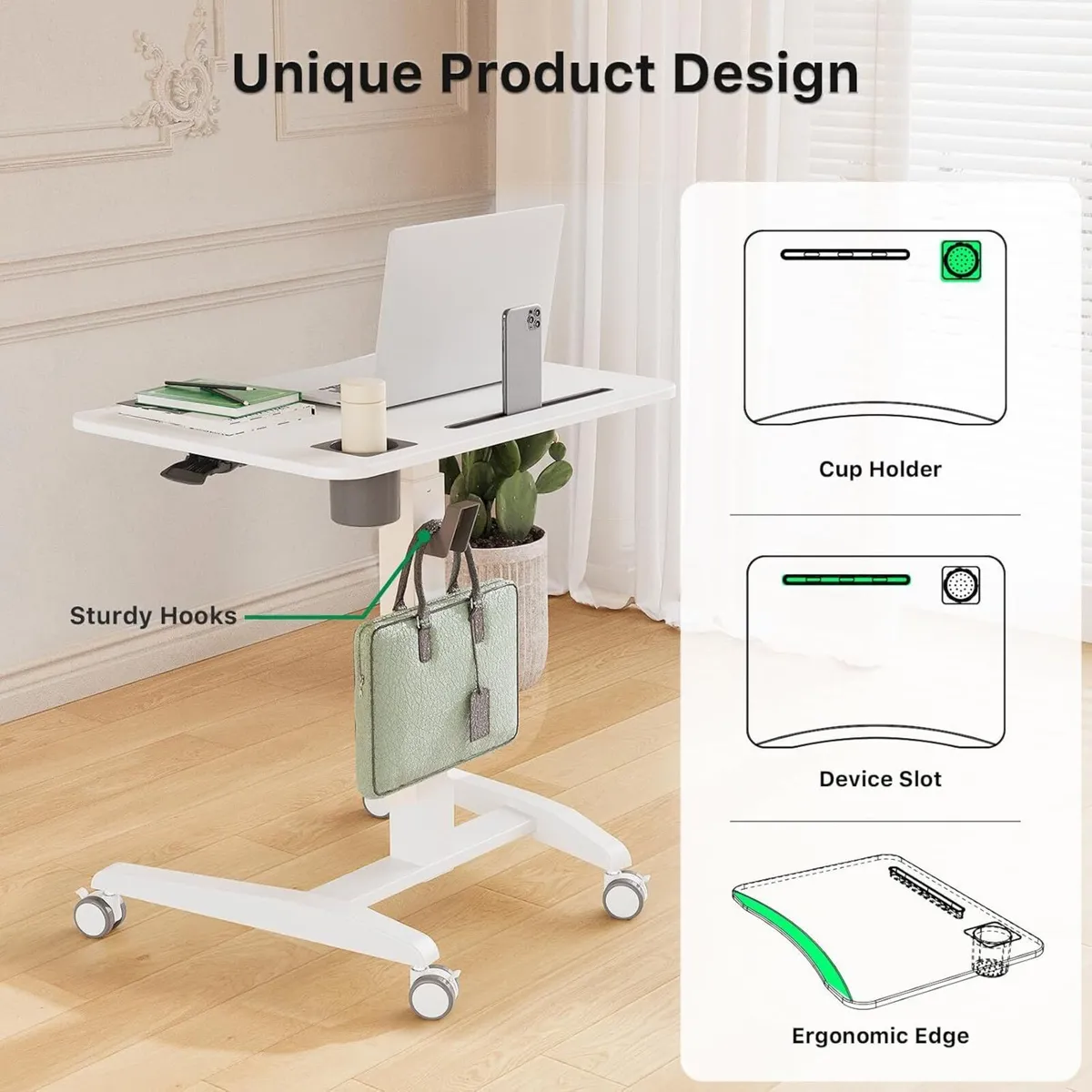 Mobile Standing Desk Pneumatic Height Adjustable - Image 4