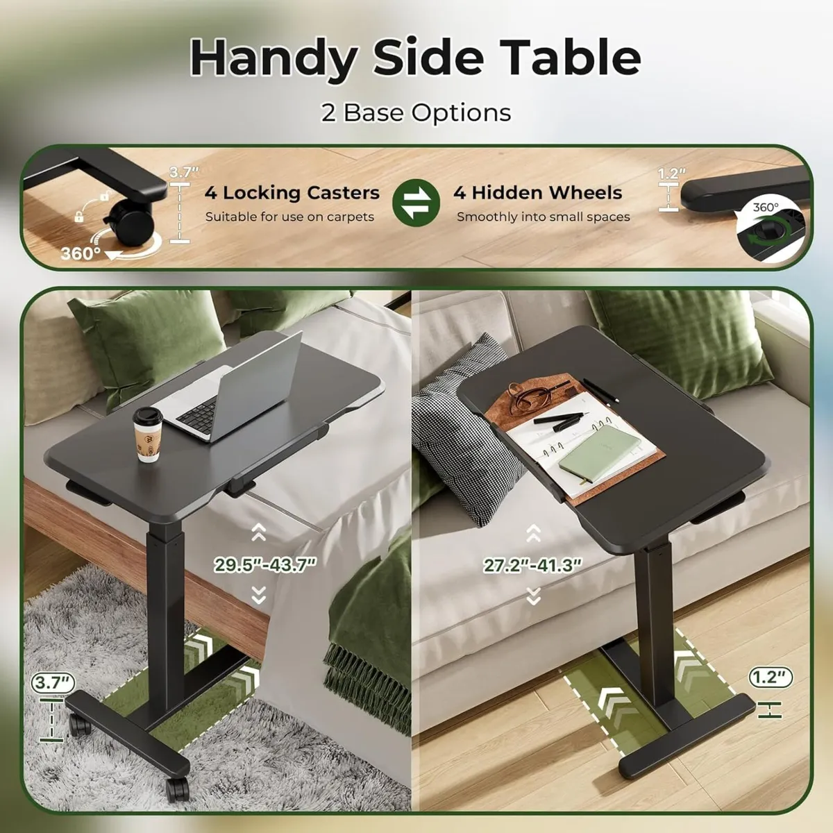 Rolling Laptop Desk Mobile Standing Height - Image 4