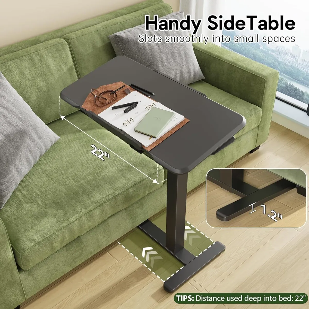 Rolling Laptop Desk Mobile Standing Height - Image 2