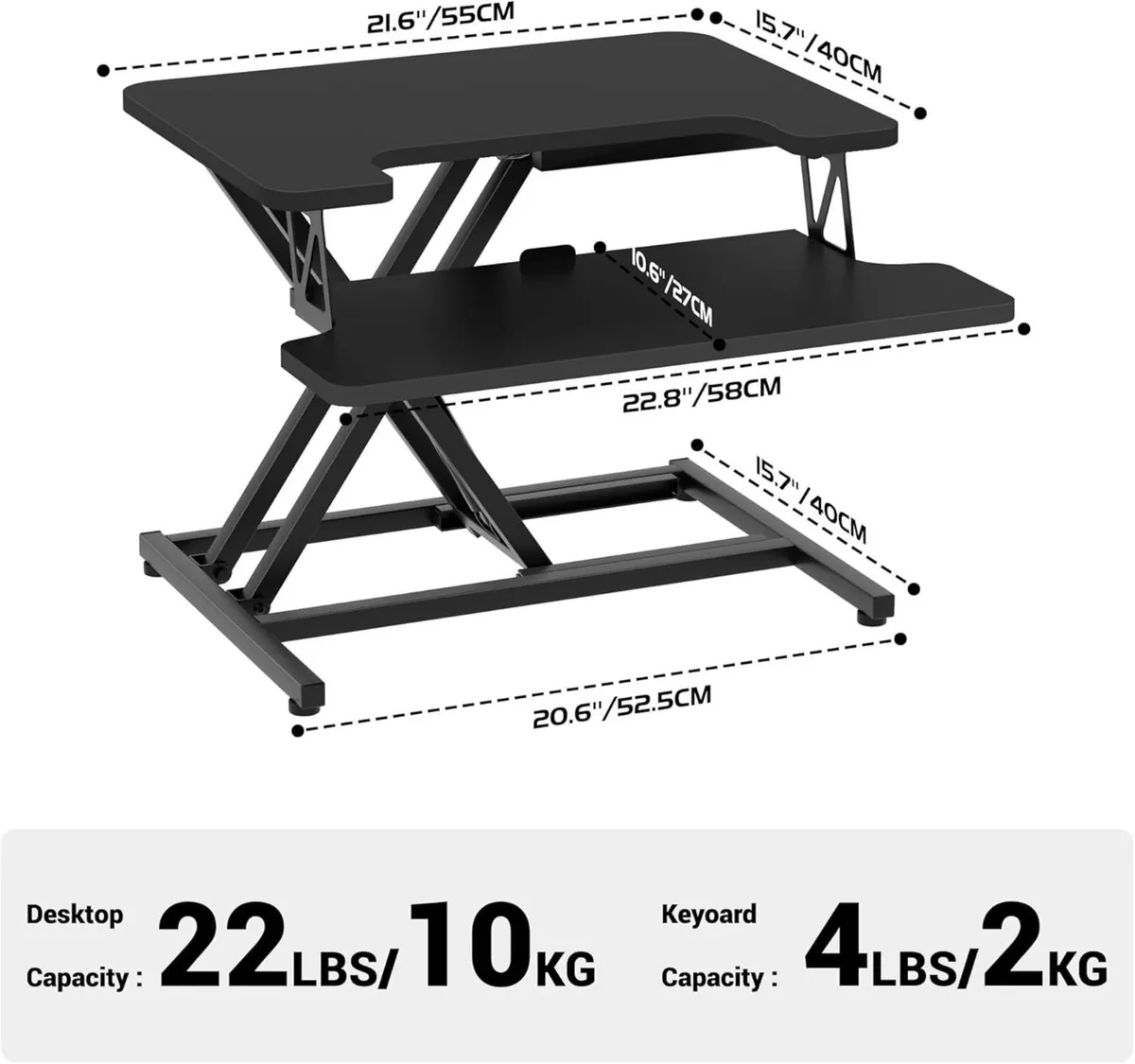 RGOMAKER Standing Desk Converter 22/55cm Wide - Image 3
