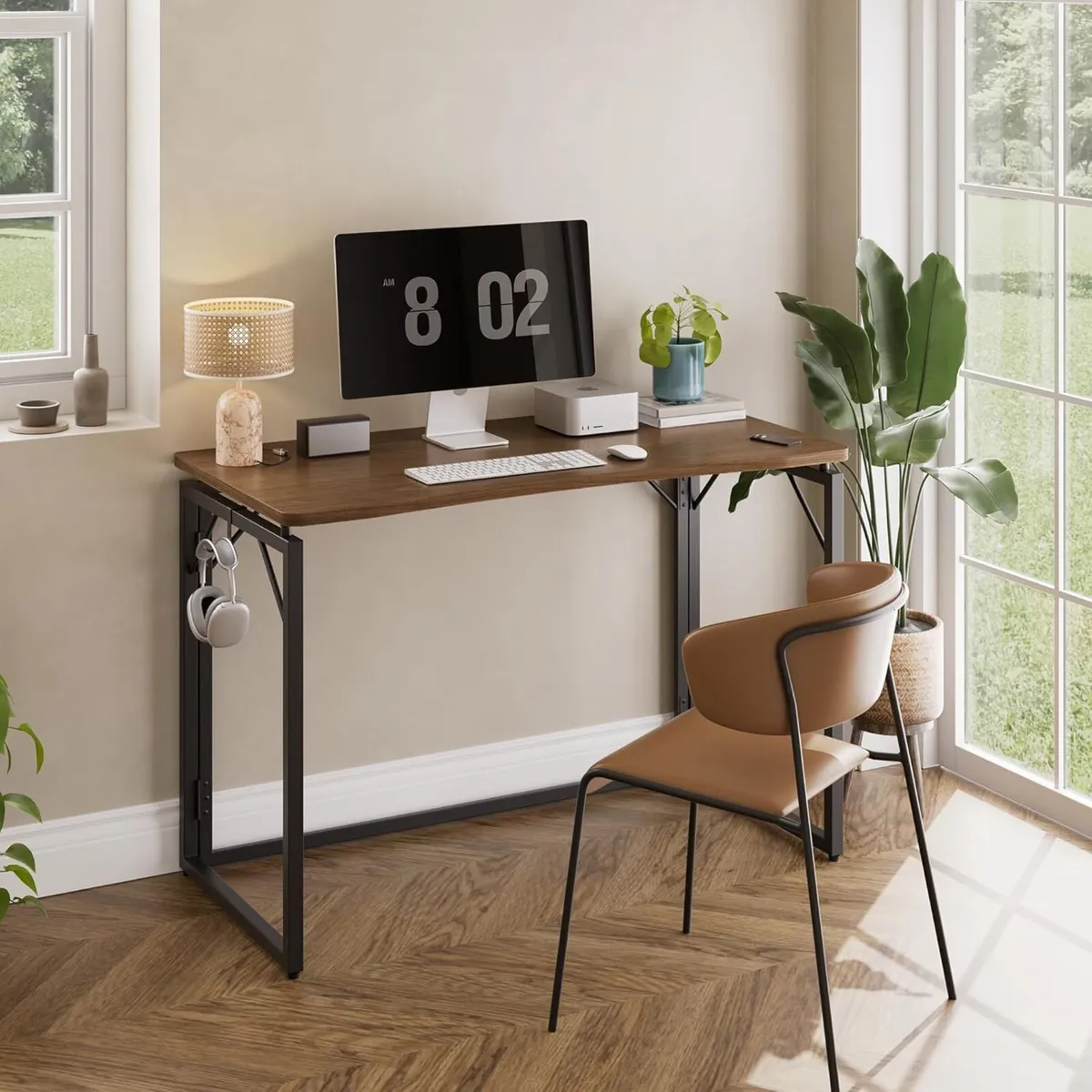 31.5 Folding Desk - Brown No Assembly Small - Image 2