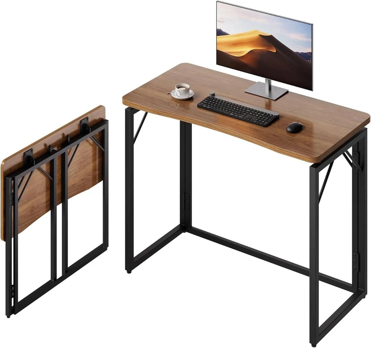 31.5 Folding Desk - Brown No Assembly Small - Image 1