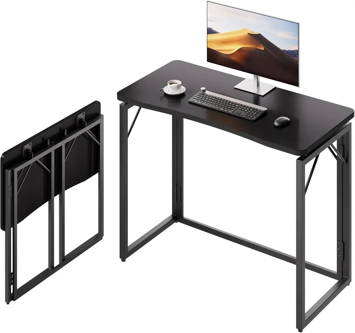 Black 31.5 Folding Desk No Assembly Small - Image 1