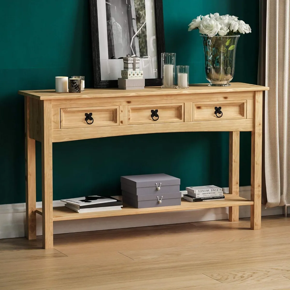 Rectangular Corona Console Table 3 Drawer With - Image 1