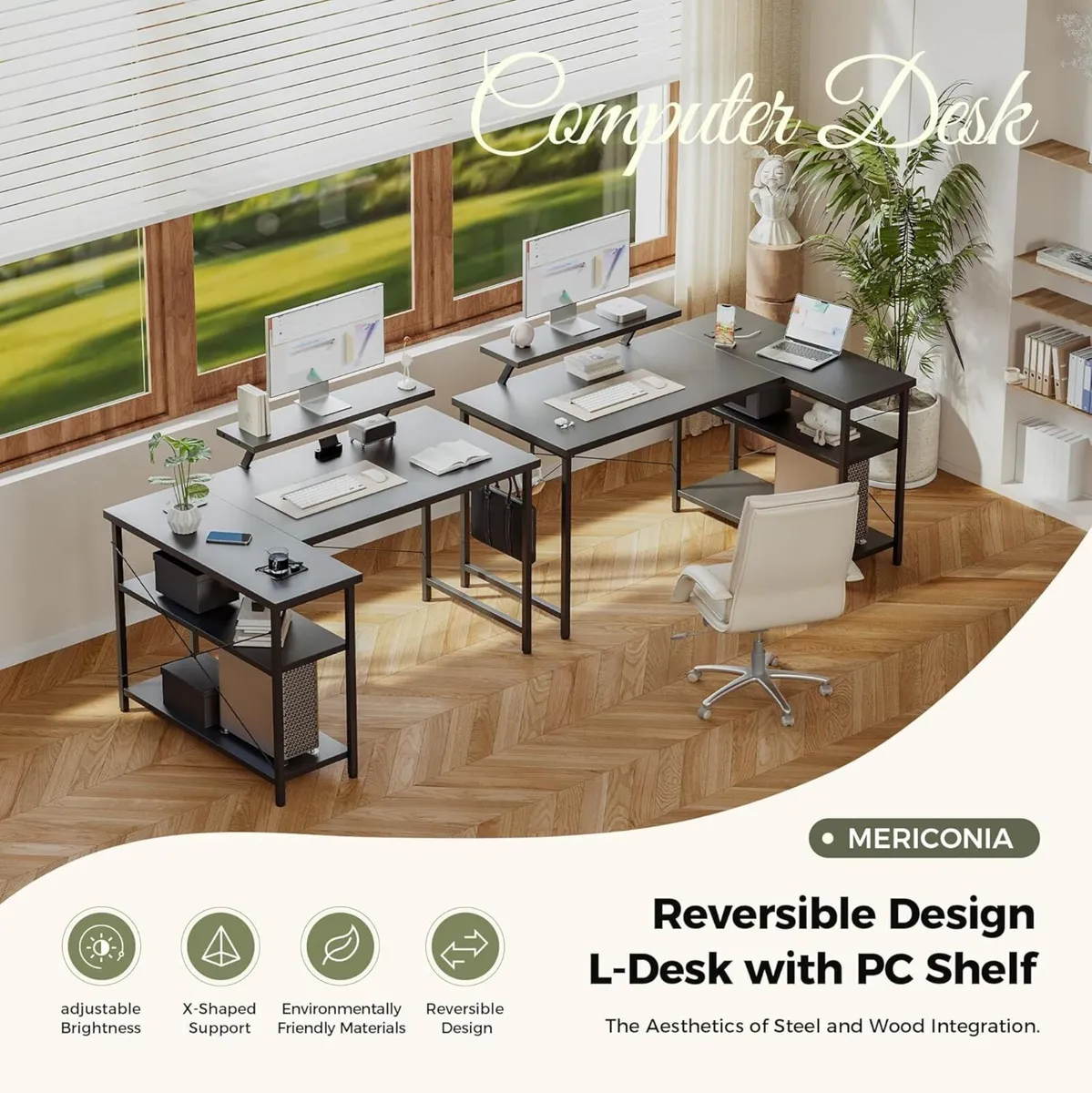 Small L-Shaped Desk with LED 120x70cm Computer - Image 3