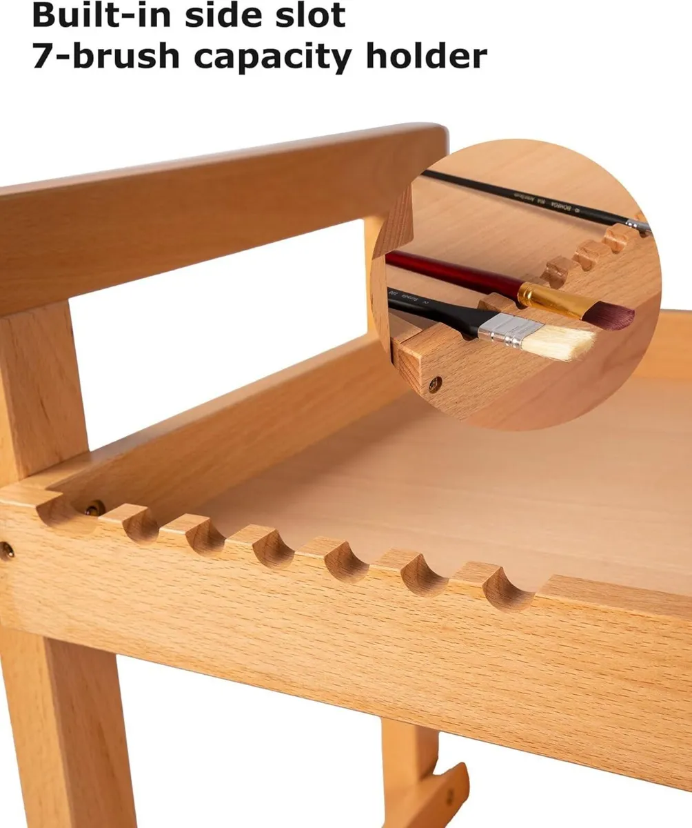 Rolling Art Cart Solid Beech Wood Utility with - Image 4