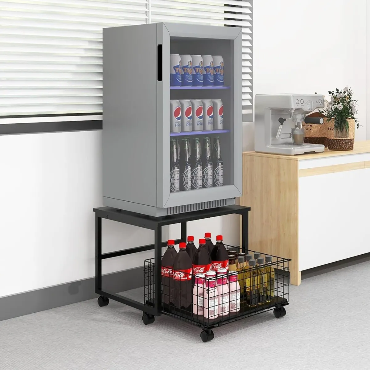 Mobile Mini Fridge Stand with Large Capacity - Image 1