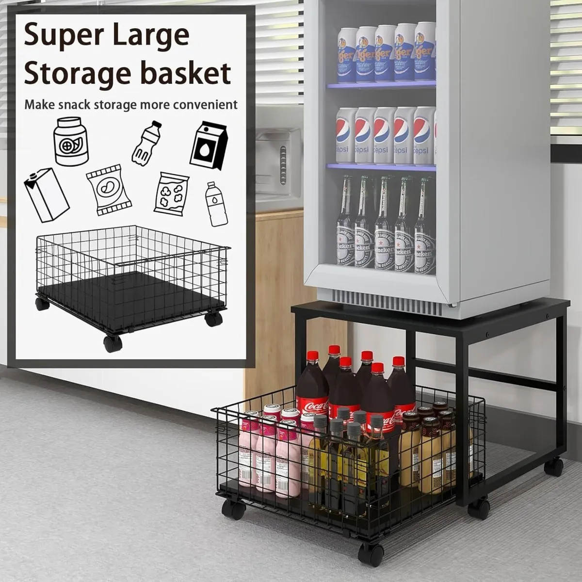 Mobile Mini Fridge Stand with Large Capacity - Image 4