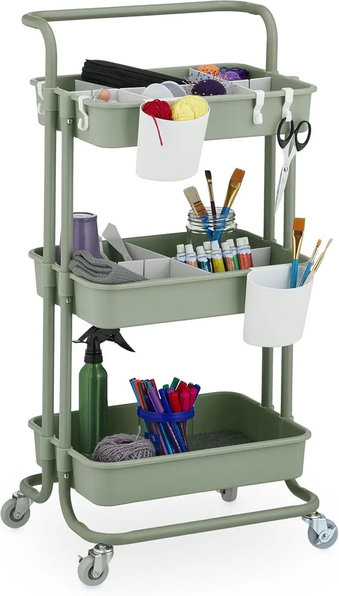 Storage Trolley 3 Shelves Cart for Kitchen - Image 1