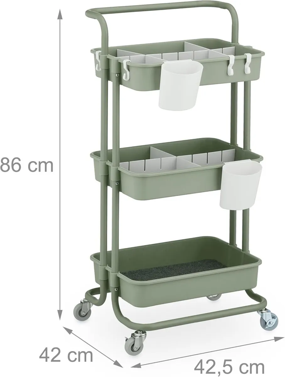 Storage Trolley 3 Shelves Cart for Kitchen - Image 3