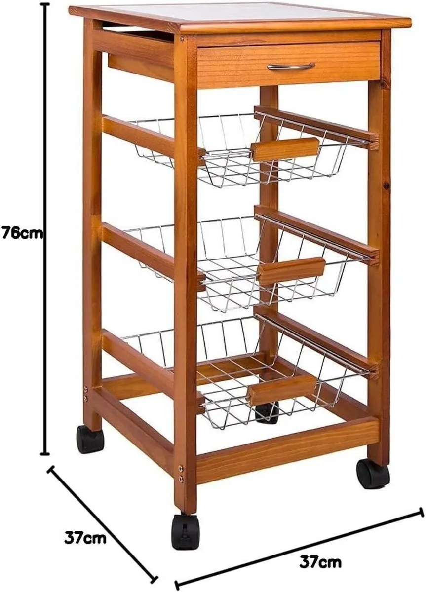 3 Tier Kitchen Trolley Wood Brown - Image 2