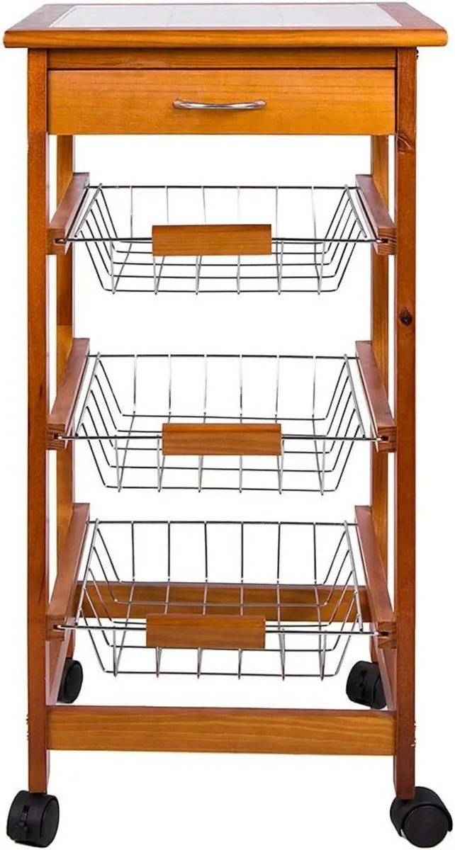 3 Tier Kitchen Trolley Wood Brown - Image 3
