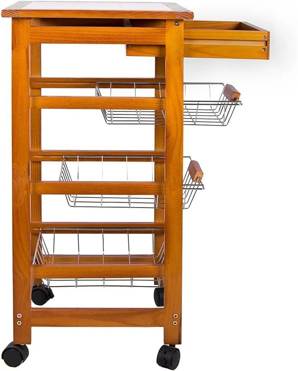 3 Tier Kitchen Trolley Wood Brown - Image 4