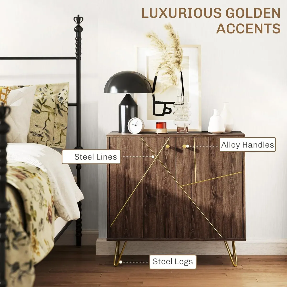 Sideboard Storage Cabinet with Golden Lines - Image 4
