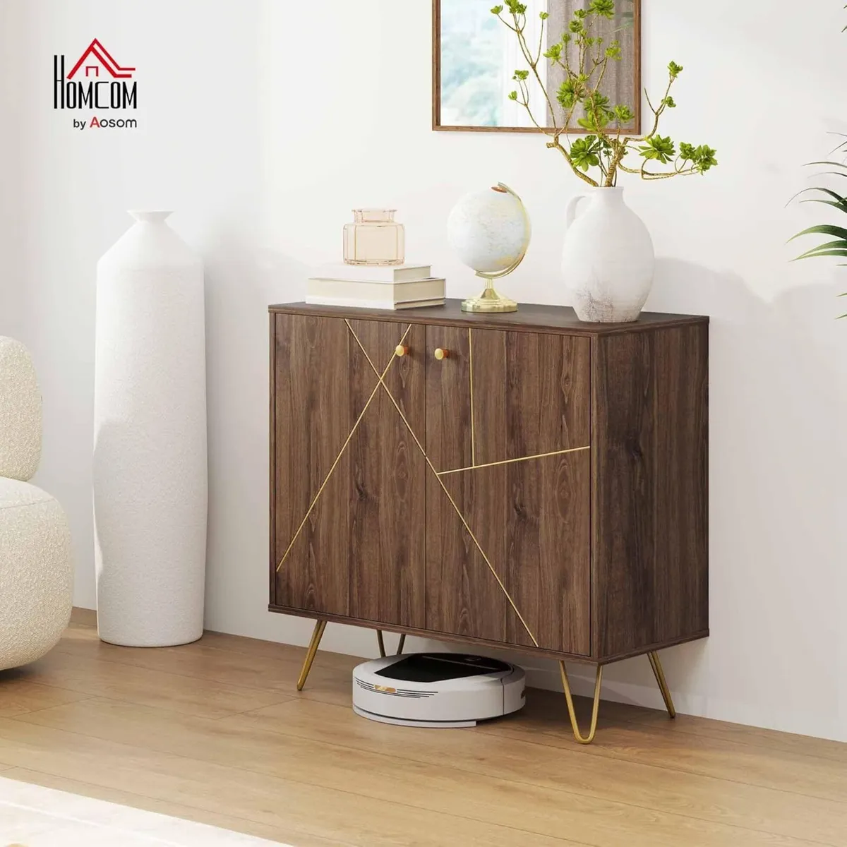Sideboard Storage Cabinet with Golden Lines - Image 2