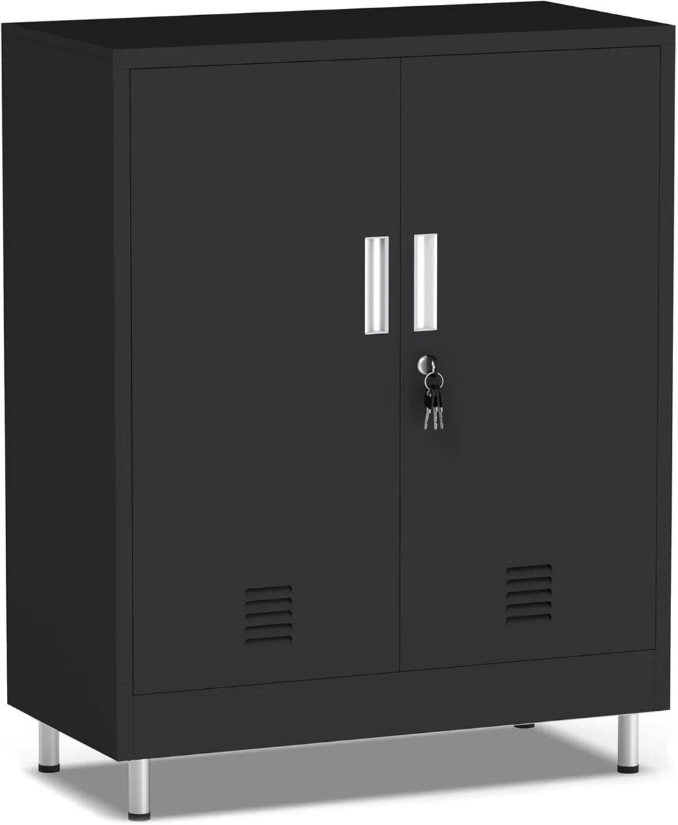Metal Storage Cupboard with Locking Doors and - Image 1