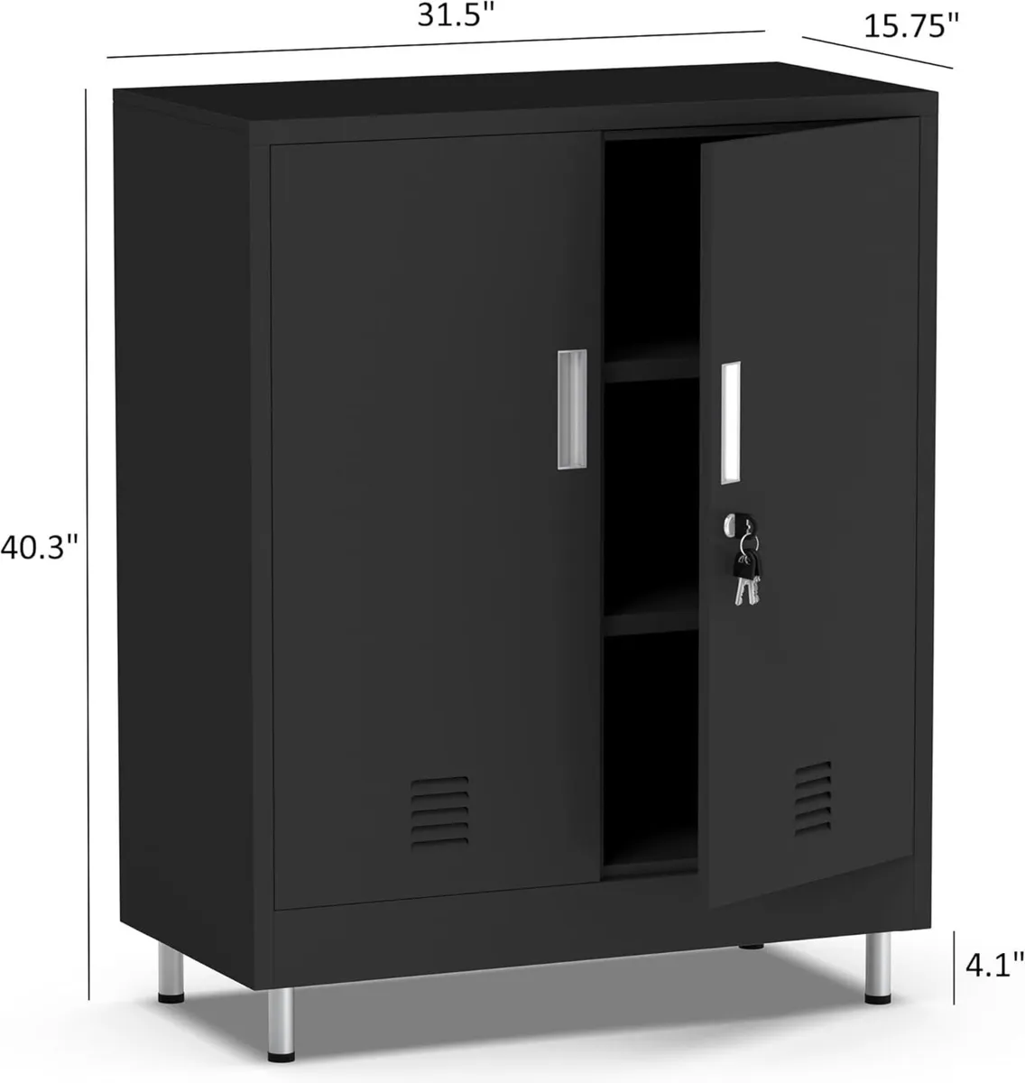 Metal Storage Cupboard with Locking Doors and - Image 3