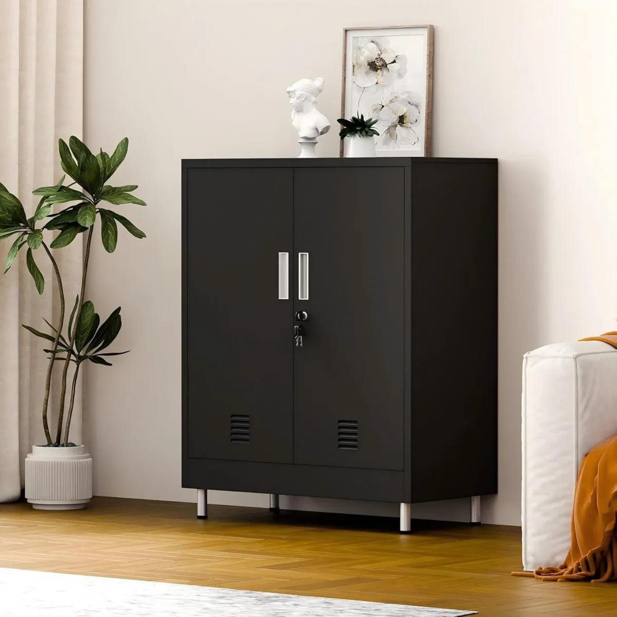 Metal Storage Cupboard with Locking Doors and - Image 2