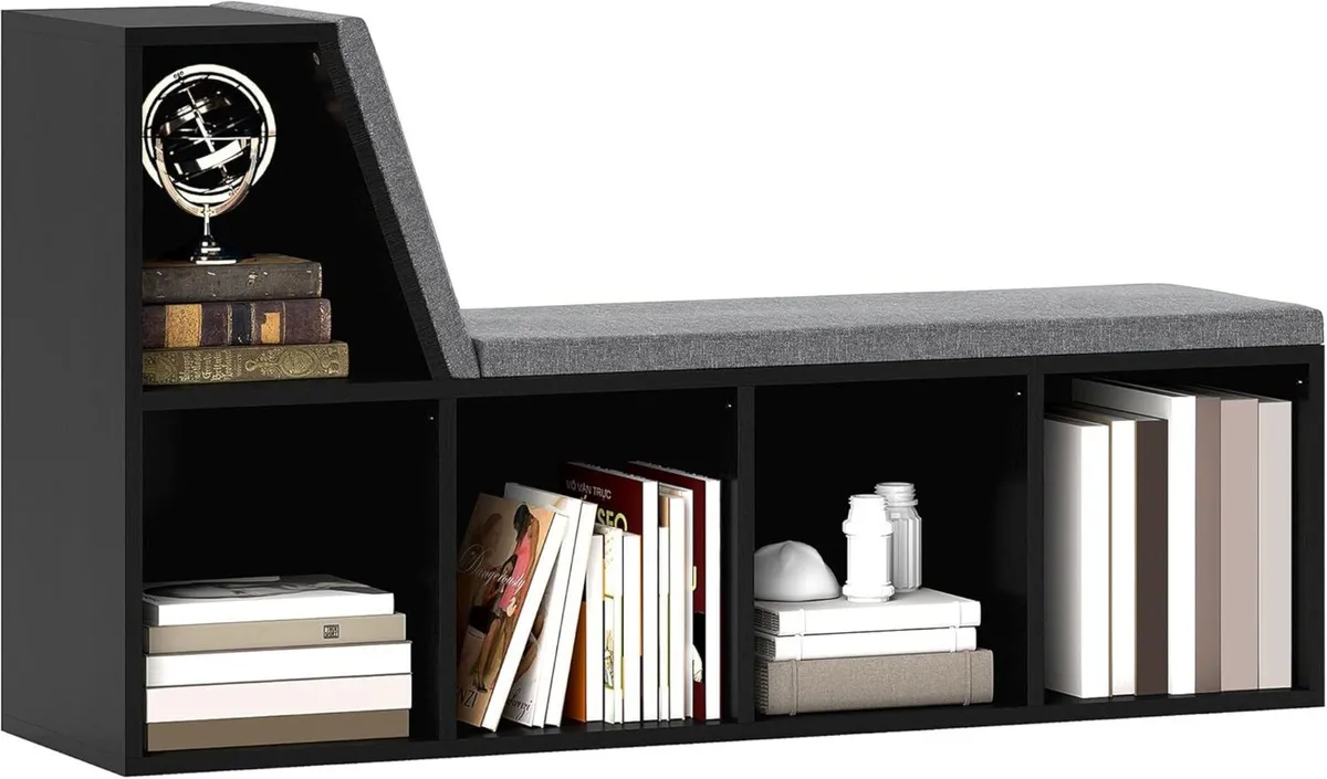Bookcase Storage Shelf with Cushioned Reading - Image 1