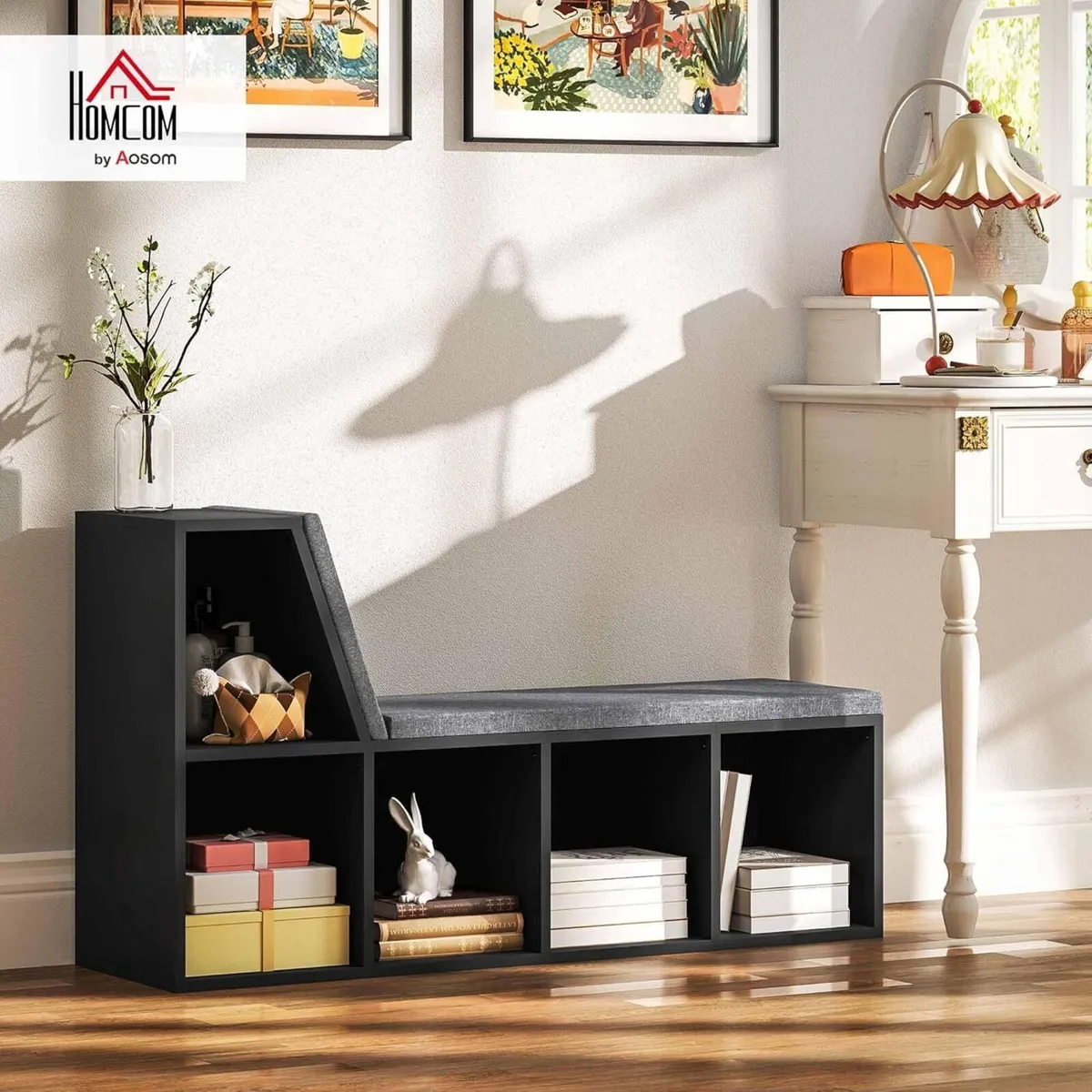 Bookcase Storage Shelf with Cushioned Reading - Image 2