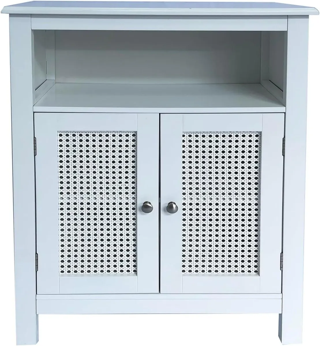 Vera Faux Rattan 2-Door Storage Cabinet White - Image 1