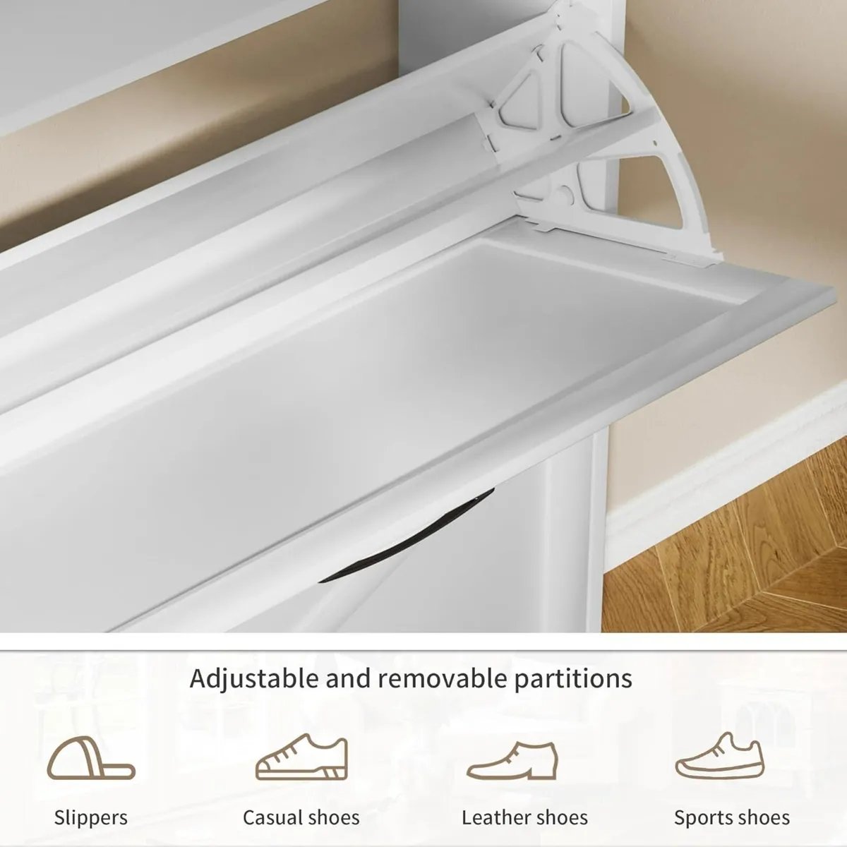 Rustic Shoe Cabinet 80cm Width For Hallway White - Image 4