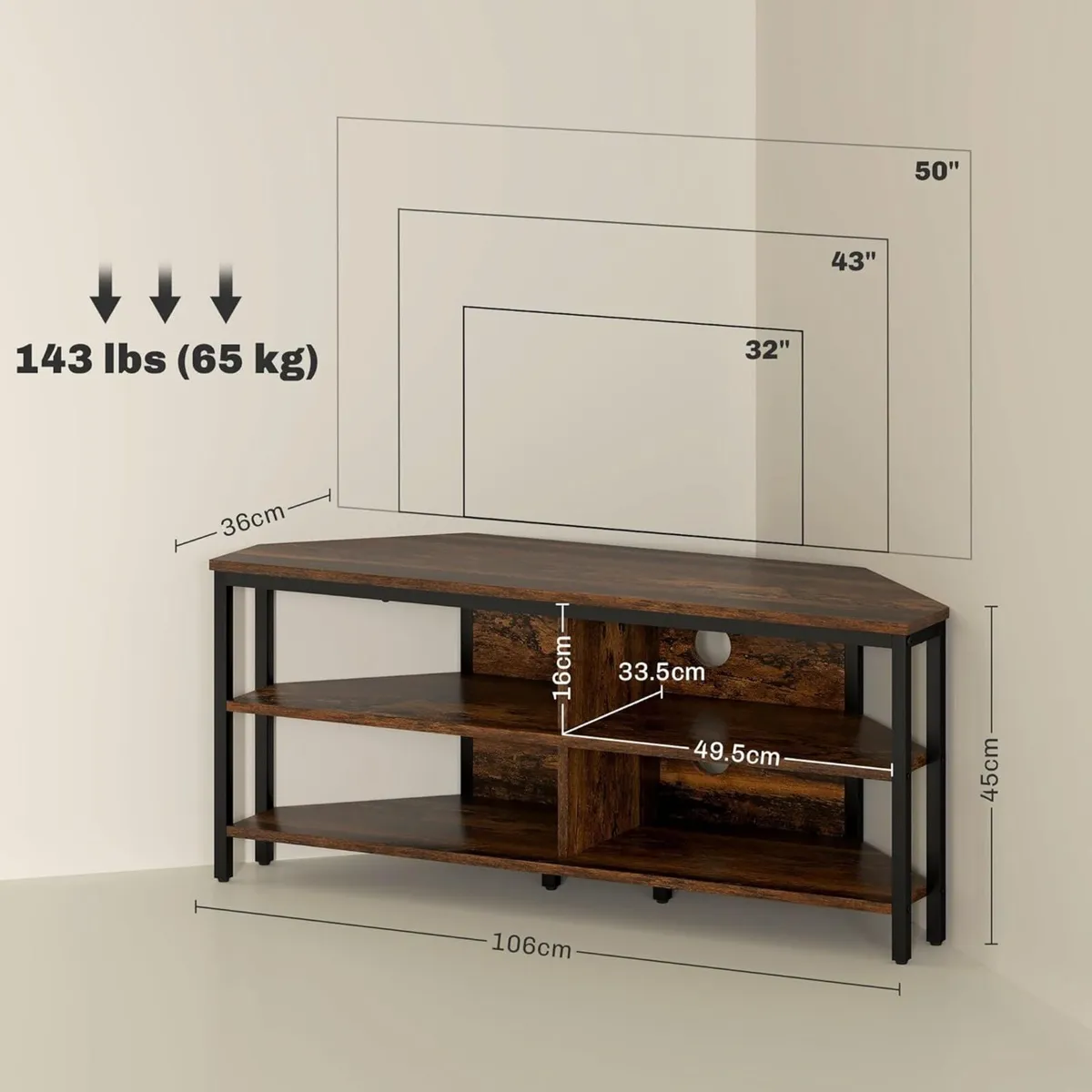 Corner TV Stand Cabinet Unit for TVs up to 50 - Image 3