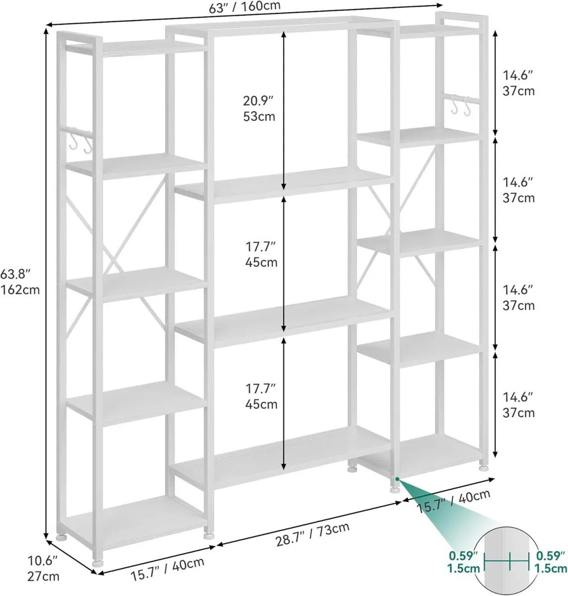 Industrial Bookcase 73 cm Wide Standing Open - Image 2