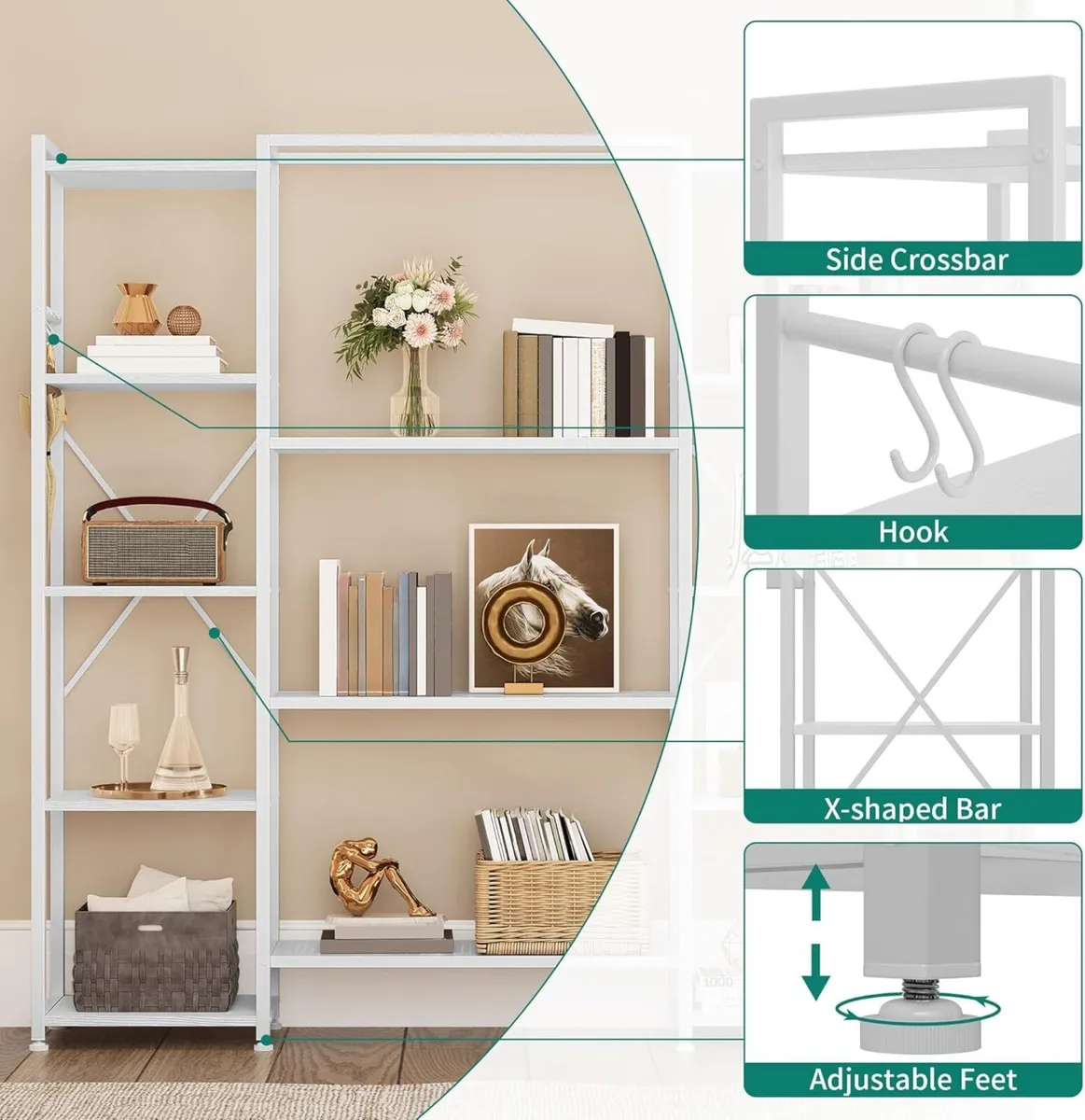 Industrial Bookcase 73 cm Wide Standing Open - Image 3