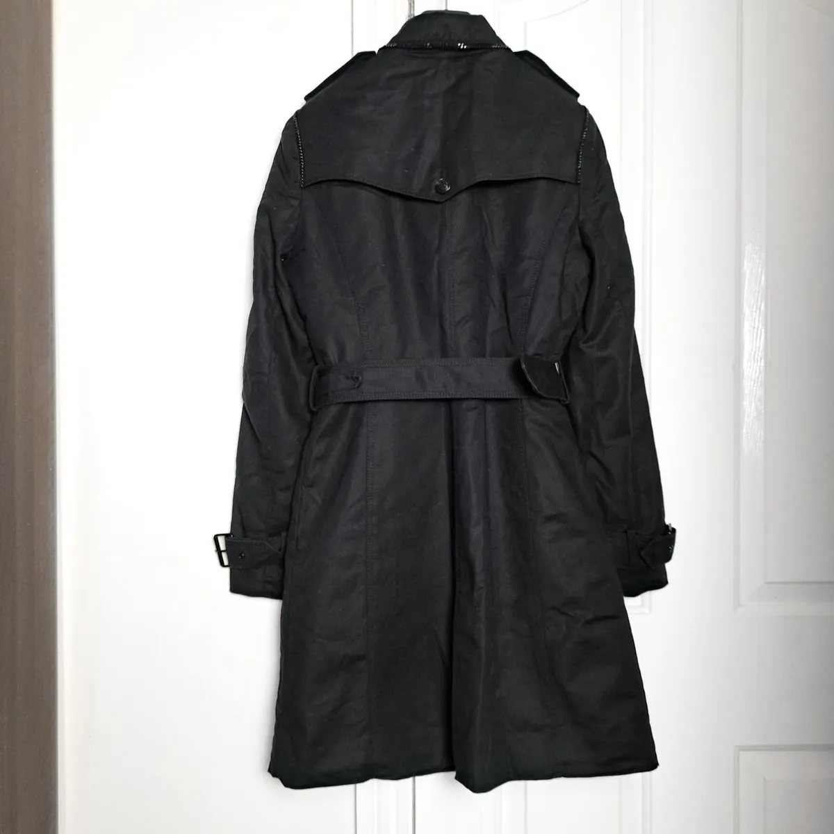 Zara Black Long Trench Coat Size M - Image 4