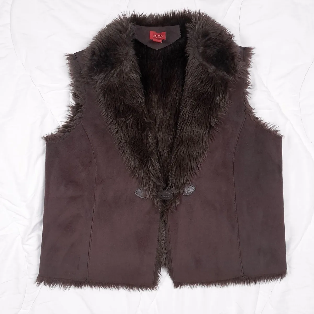 Valerie Stevens Brown Suede Gilet Size L/XL - Image 1